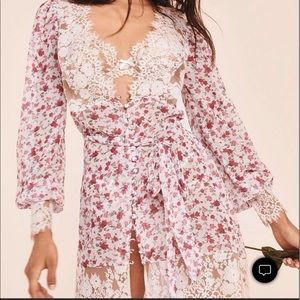For Love and Lemons x Victoria Secret flower robe with lace detail